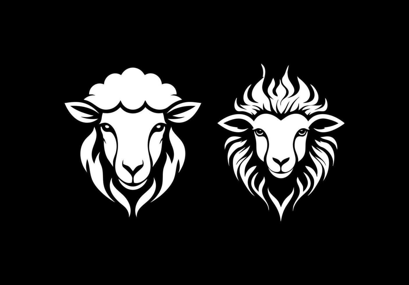 Logo Sheep Black and white vector