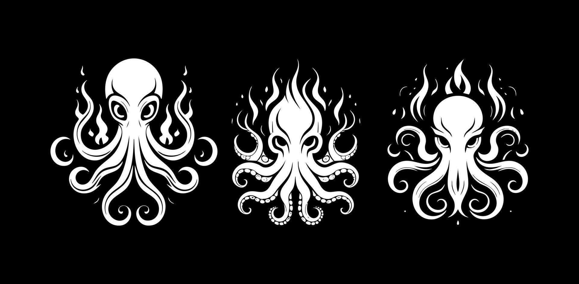 Octopus Logo Concept Black and White vector