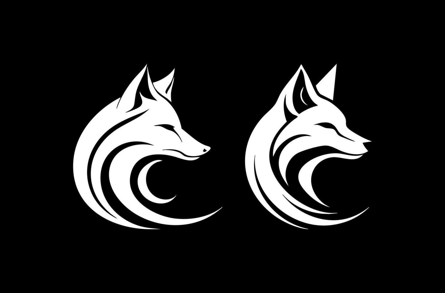 Red Fox Logo Concept Black and White vector
