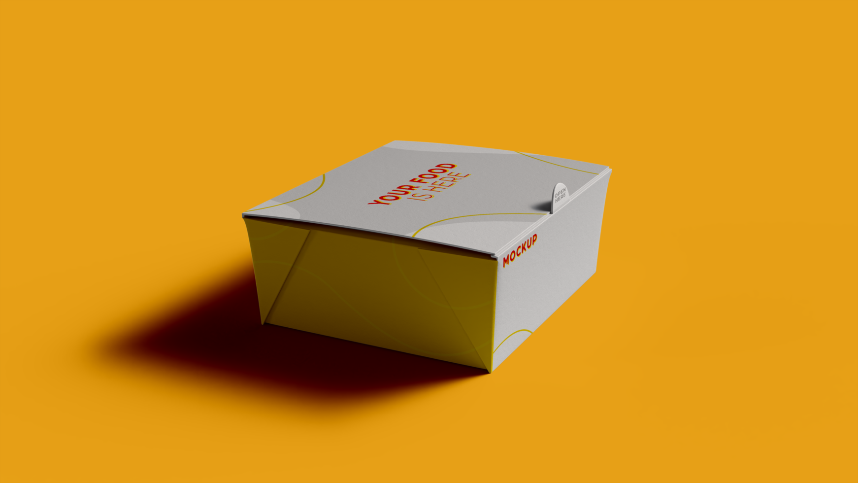 mockup of a paper snack box on set, turned sideways psd