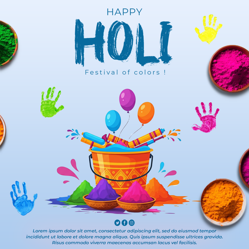 Happy Holi poster designn Holi color festival greeting poster with Holi celebration background psd