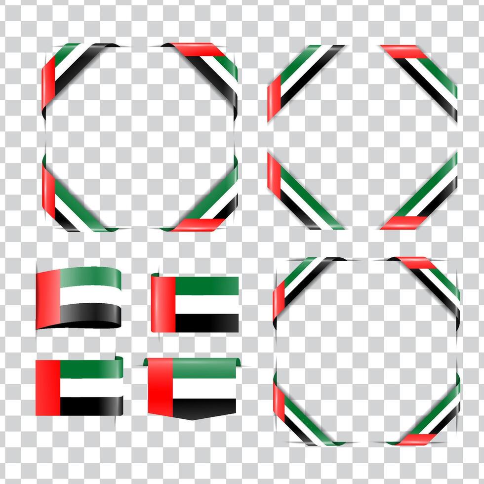 United Arab Emirates corner national flag with shadow vector