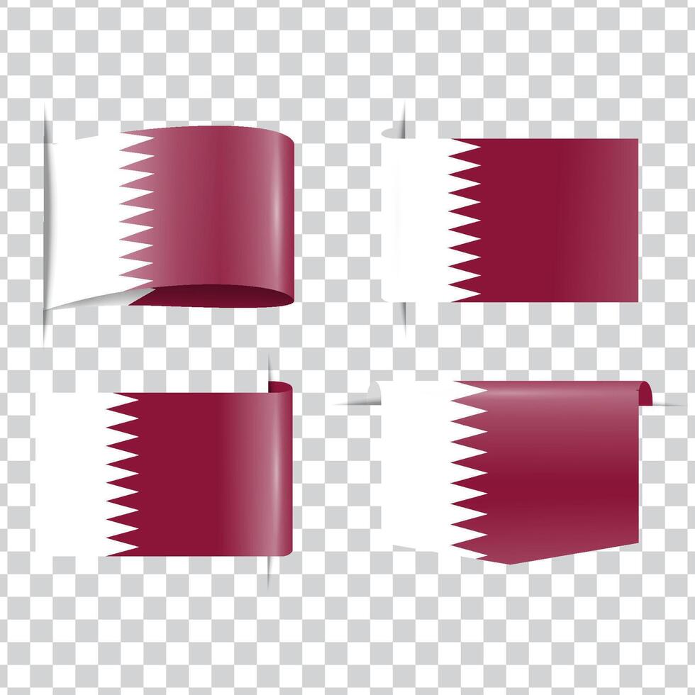 Qatar tag national flag with shadow vector