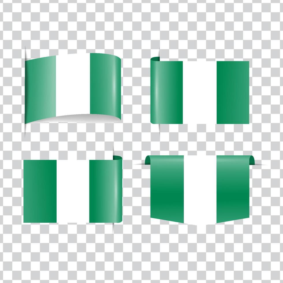 Nigeria tags national flag with shadow vector