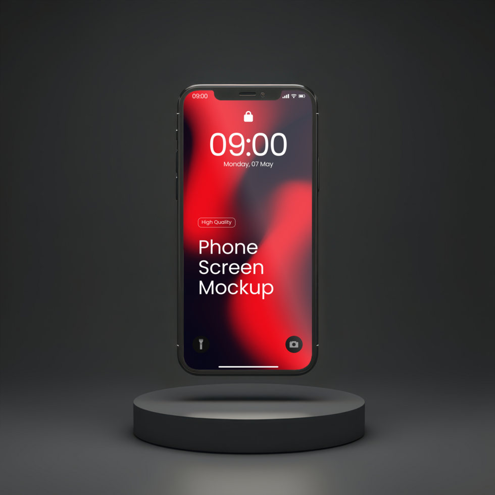 Floating Front Side Phone Screen Mockup psd