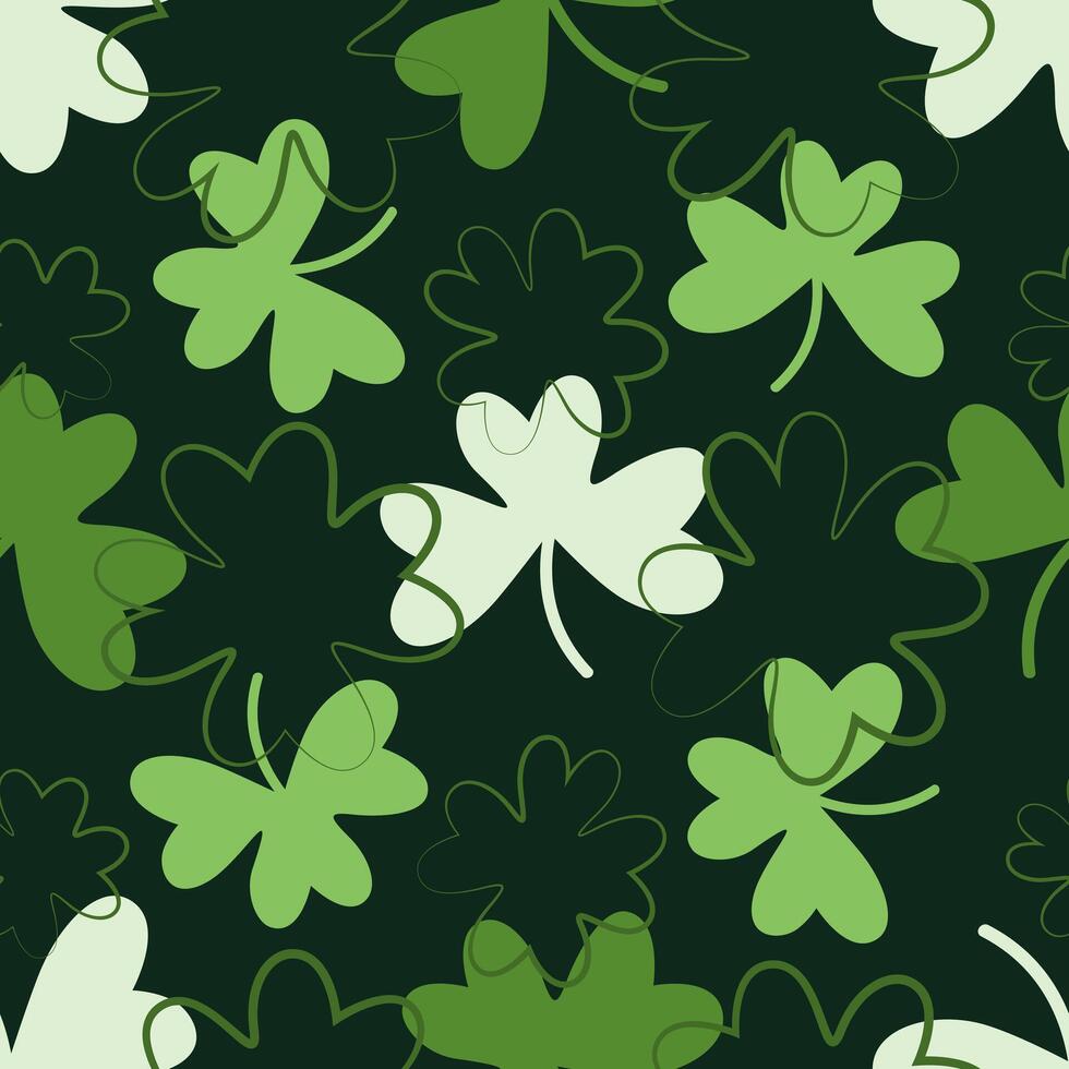 Seamless pattern of shamrocks, symbol of good luck, traditional element of St. Patrick's Day. vector