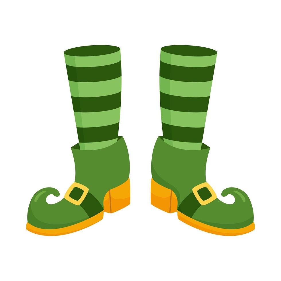 Striped socks and leprechaun boots. Traditional elements for St. Patrick's day. Illustration on white background. vector