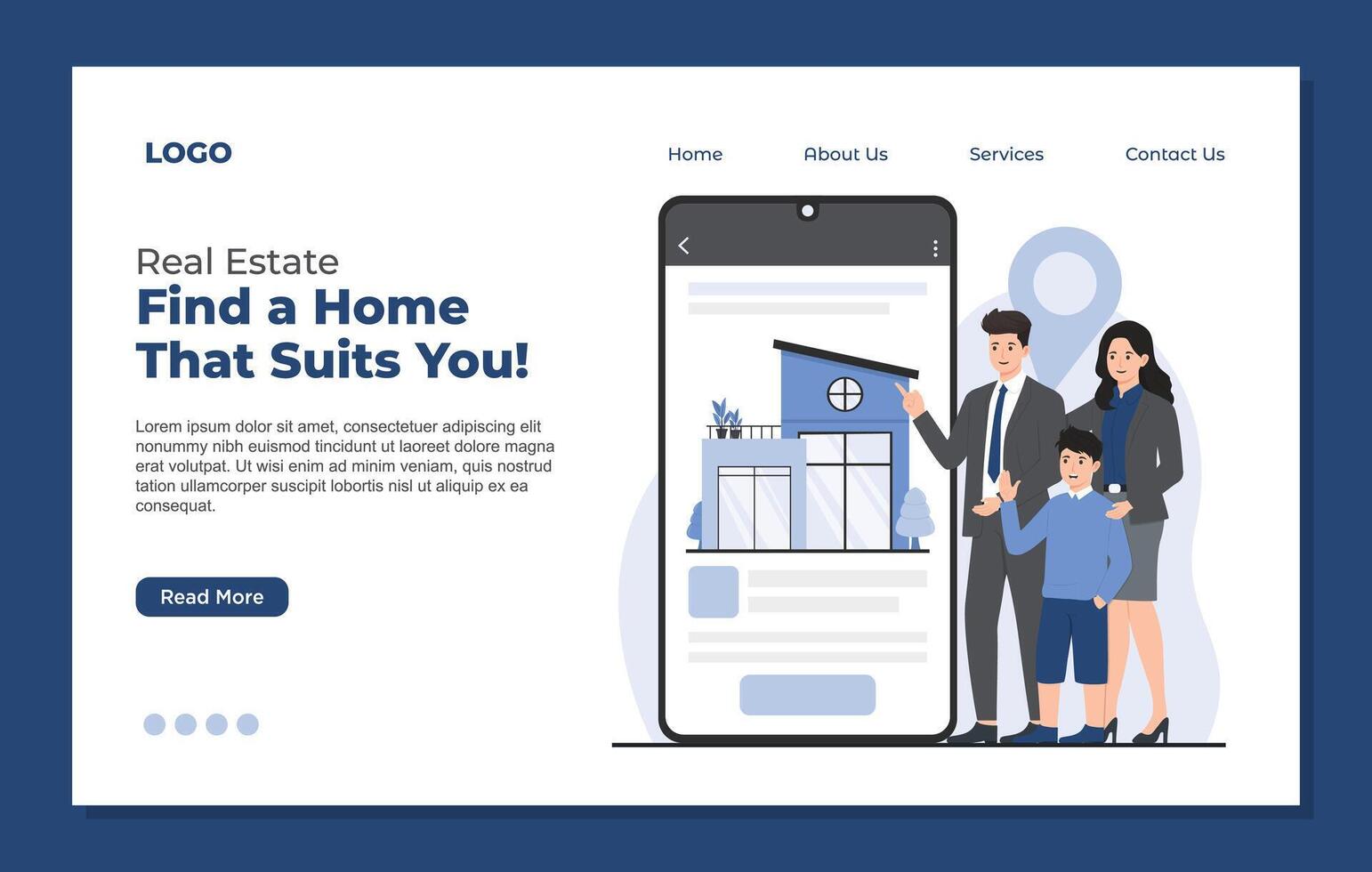 landing page template real estate concept house for rent property booking and homes for sale vector