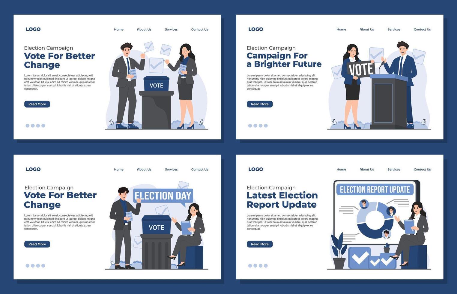 landing page template election vote campaign concept, highlighting voting, democracy, and political participation vector