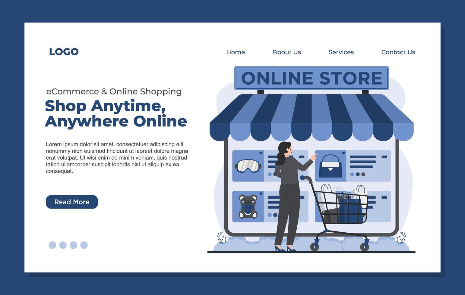 Flat design illustration concept of online shopping, e-commerce and digital marketing. vector