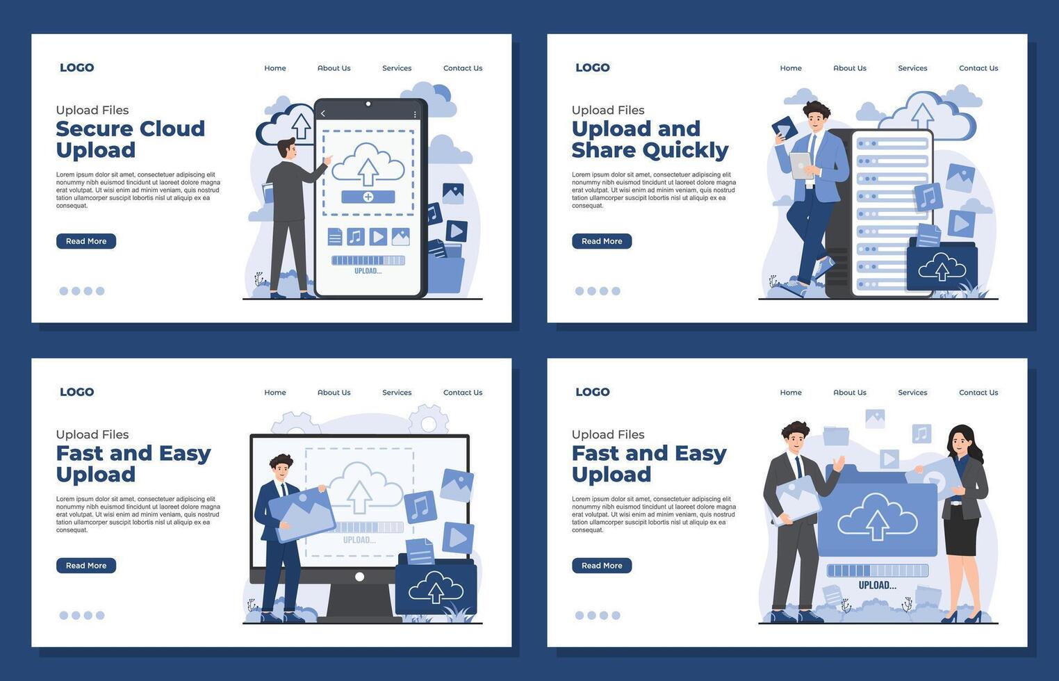 aterrizaje página modelo nube informática subir concepto datos transferir en línea almacenamiento digital conectividad imagen archivo vector