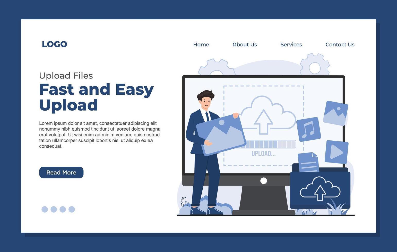 upload concept Flat design illustration concept of cloud data storage. Modern web site design template. vector