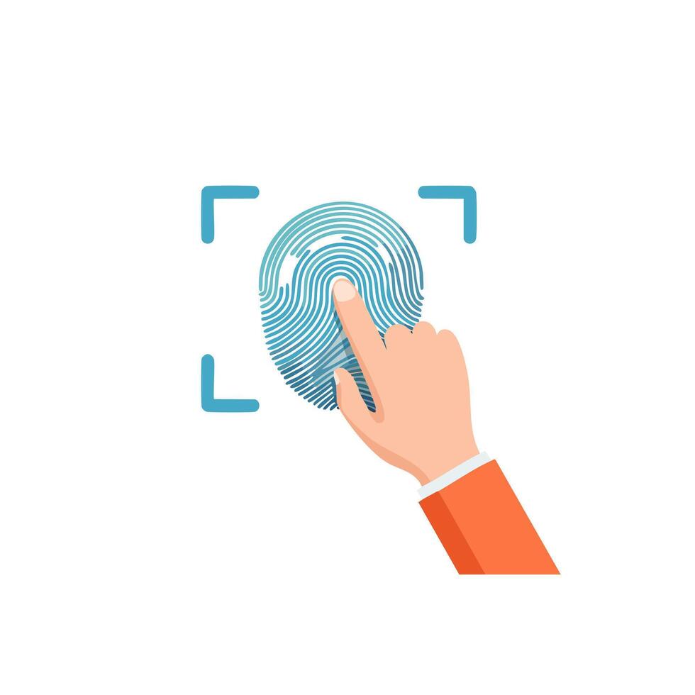 A hand scanning a fingerprint vector