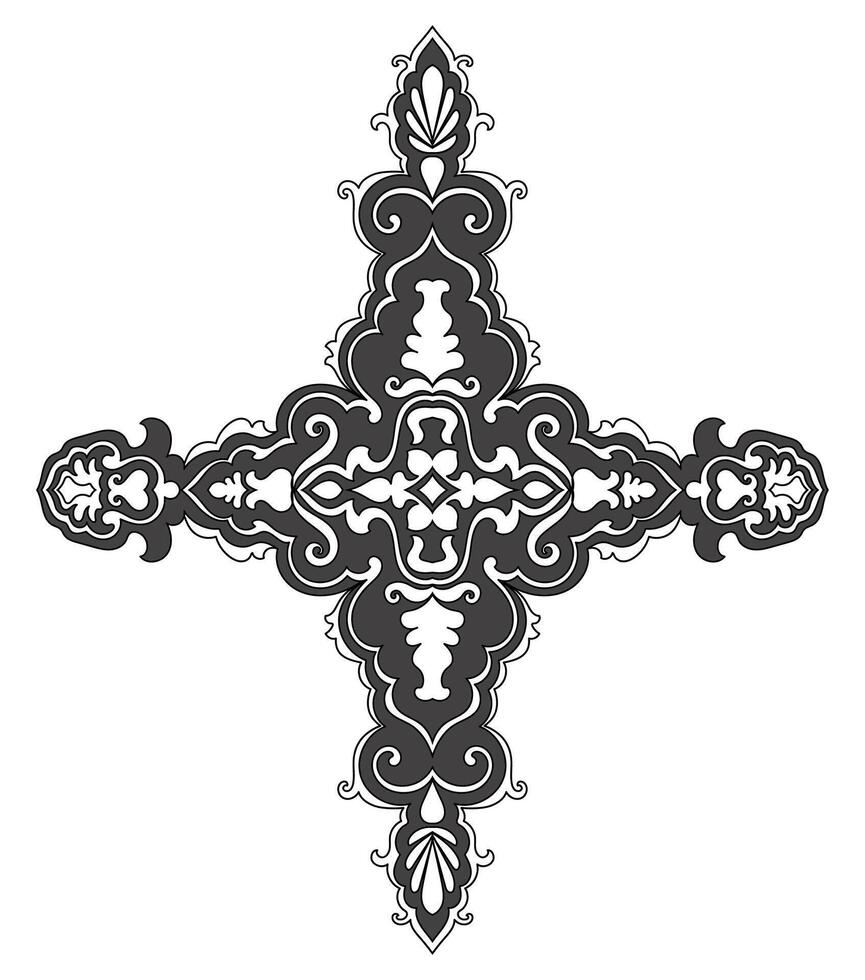Victorian-Inspired Baroque Ornament with Intricate Damask Florals vector
