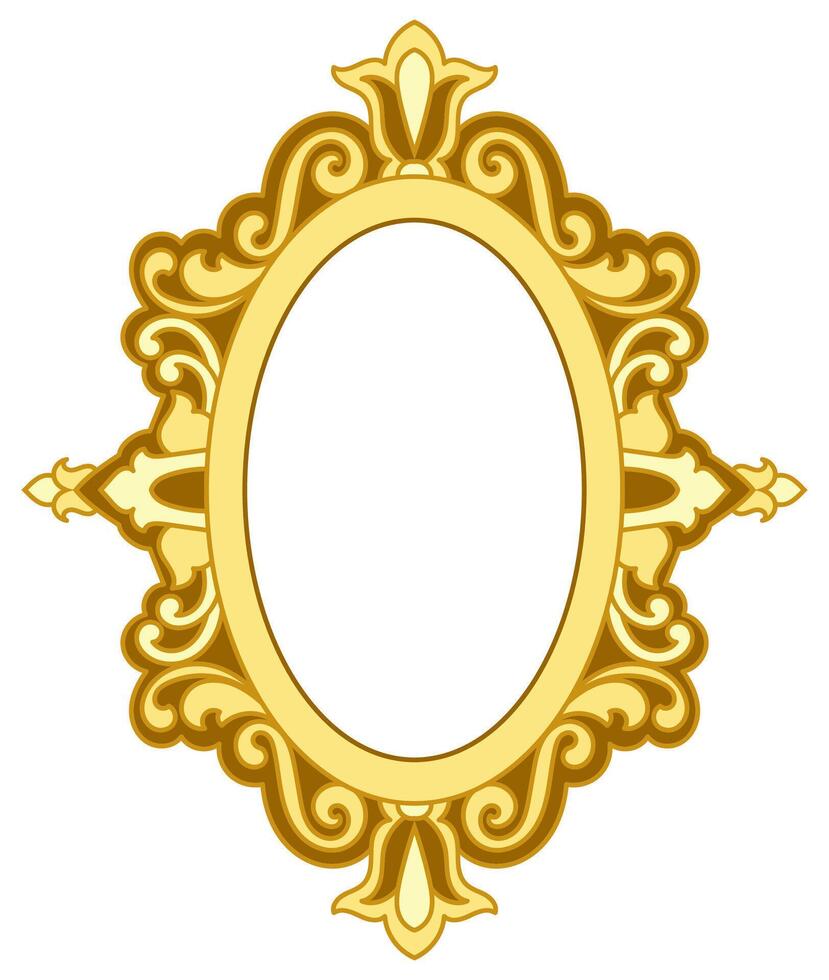 Classic Golden Yellow Photo Frame with Vintage Mirror Design vector