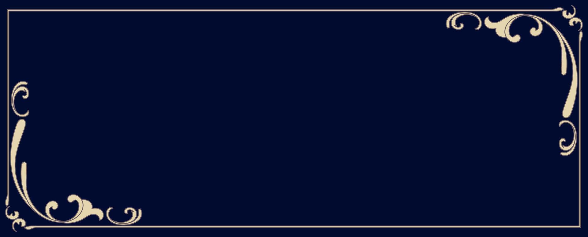 Luxurious decorative golden frame on a classic navy background. vector