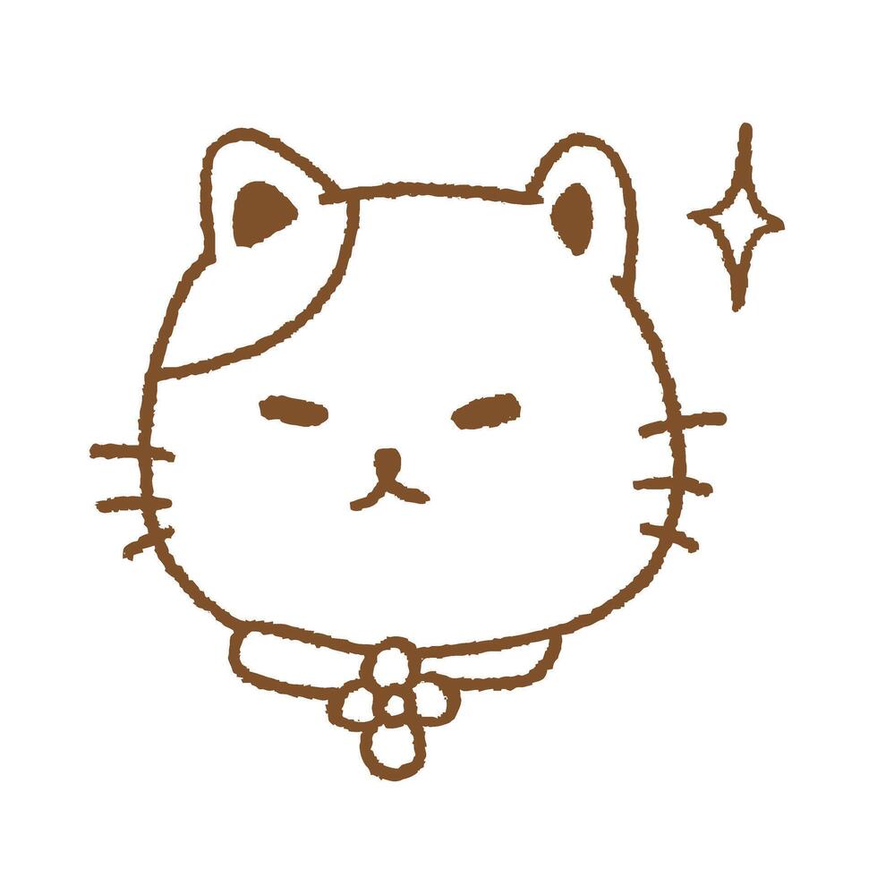 Cat Face Japanese Style Line Illustration vector