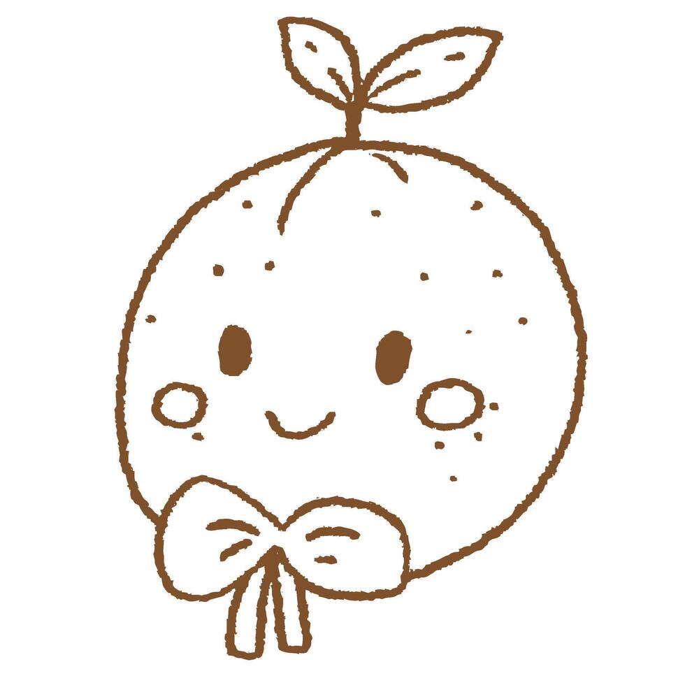 Smiling Orange Face Japanese Style Line Illustration vector