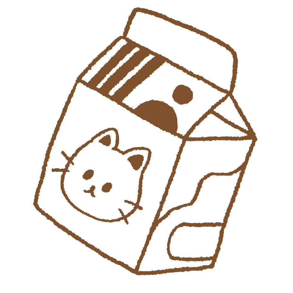 Cat Milk Carton Japanese Style Line Illustration vector
