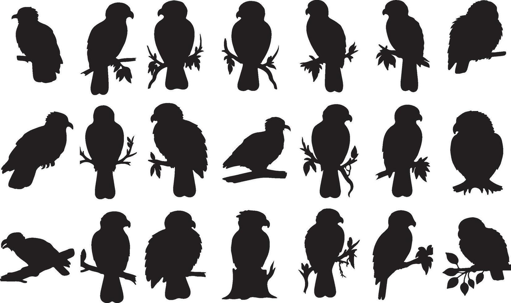 A set of silhouettes of different birds vector