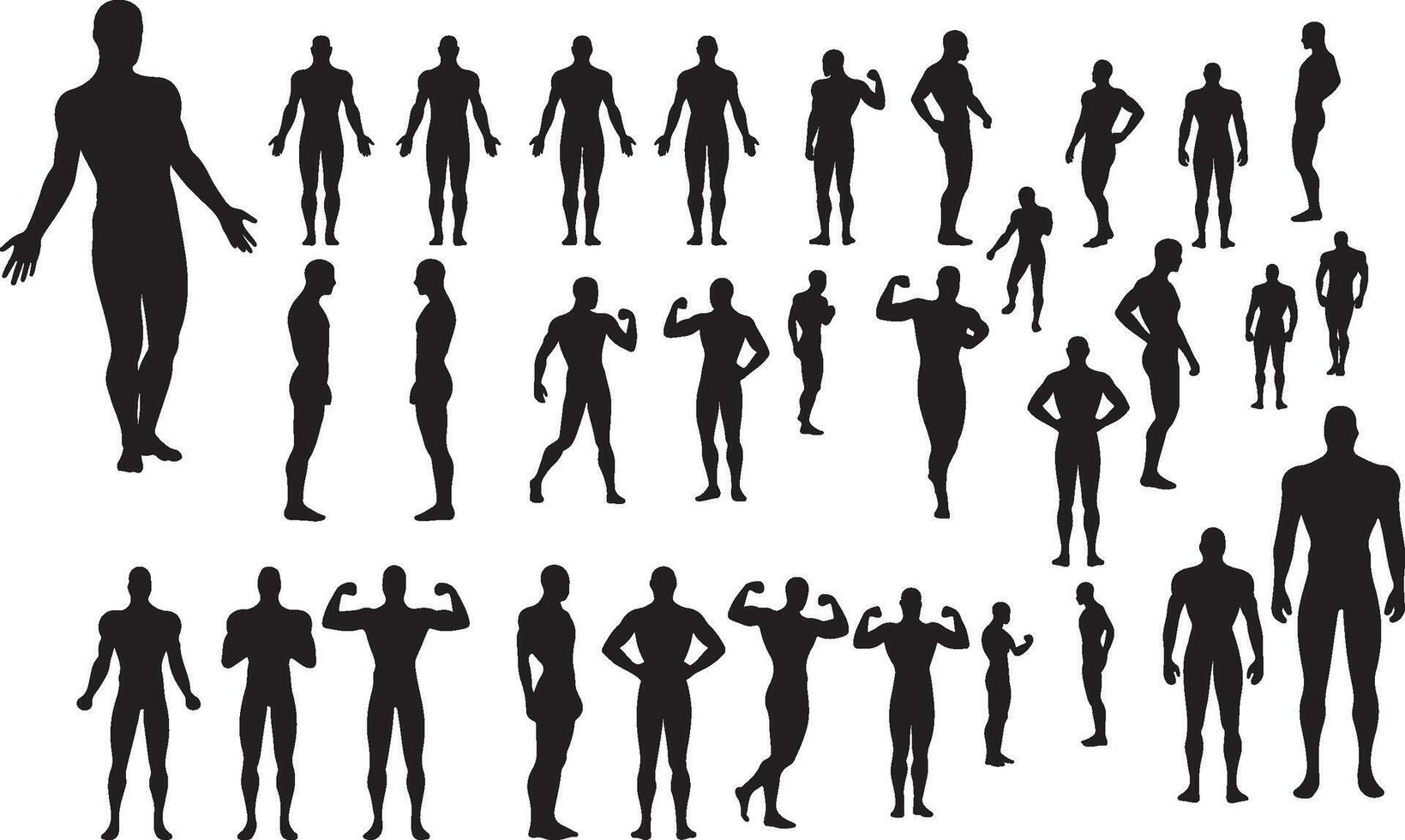 Silhouettes of people in various poses vector