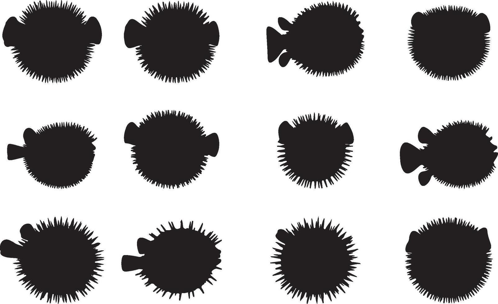 Pufferfish silhouettes illustration vector