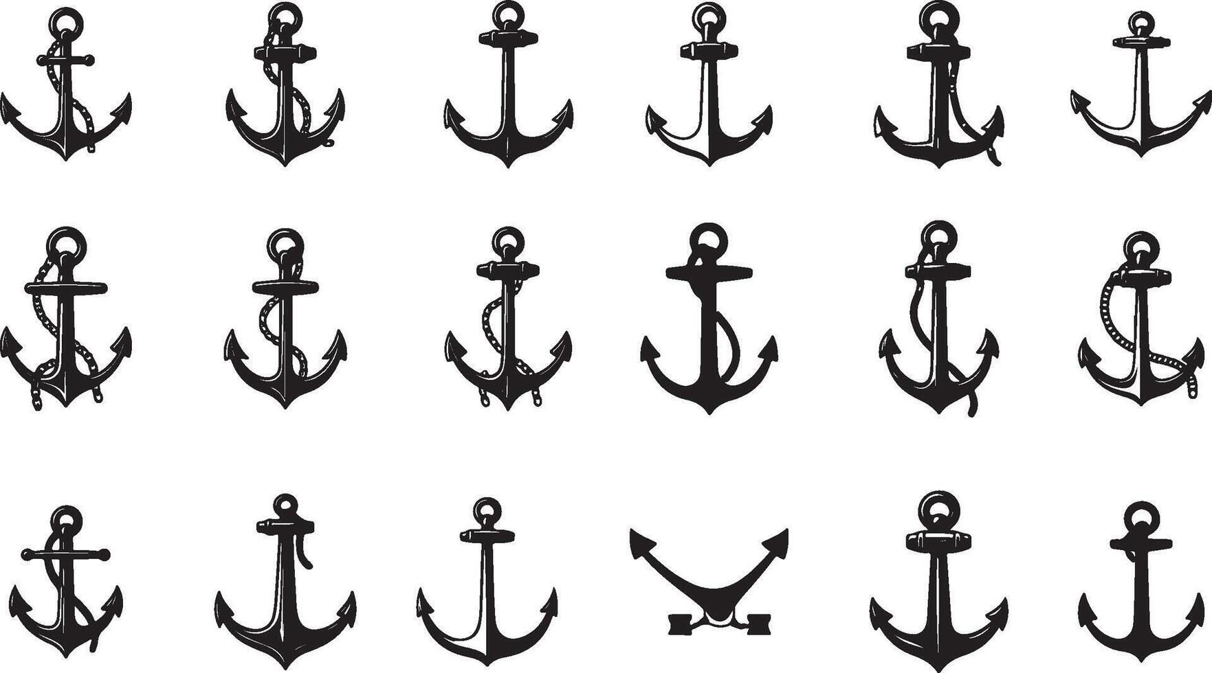 An assortment of anchors on a white background vector