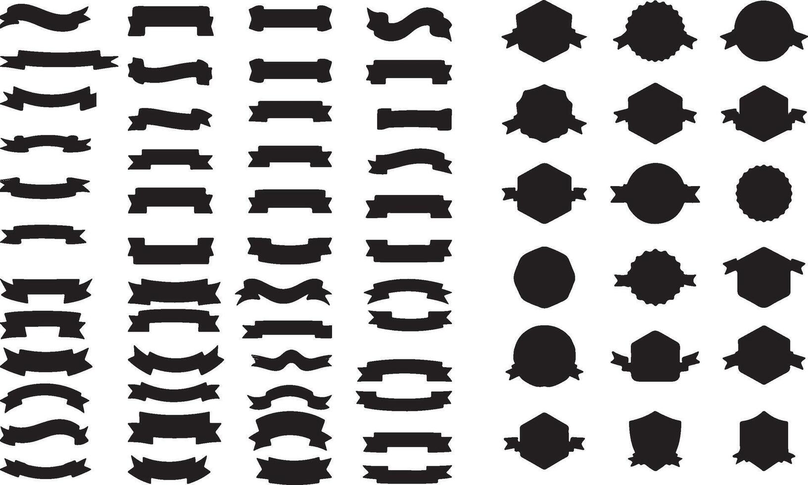 A collection of black ribbons and banners vector