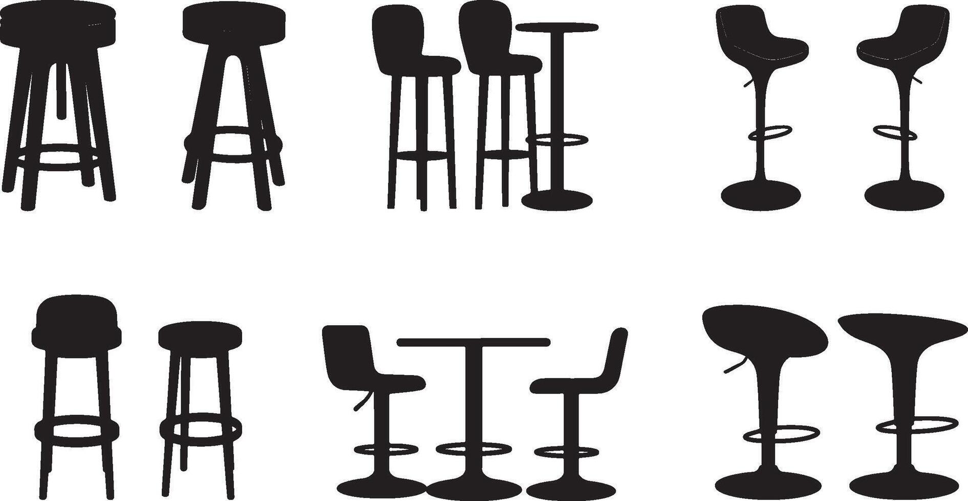 Various bar stools and chairs vector