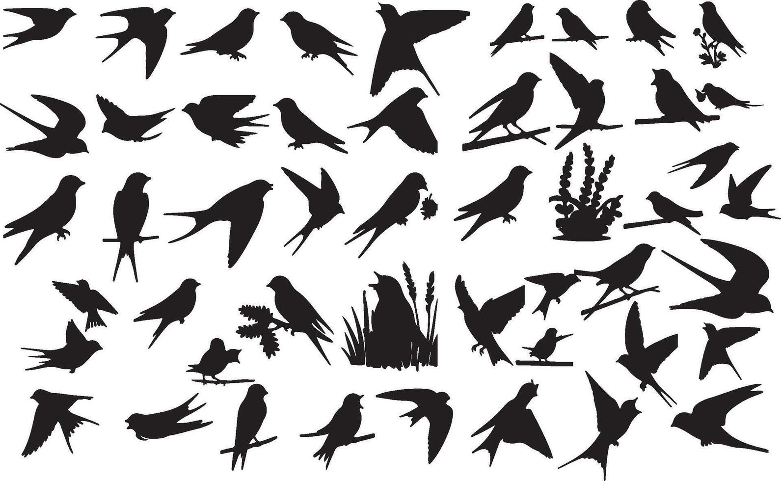 A collection of silhouettes of birds vector