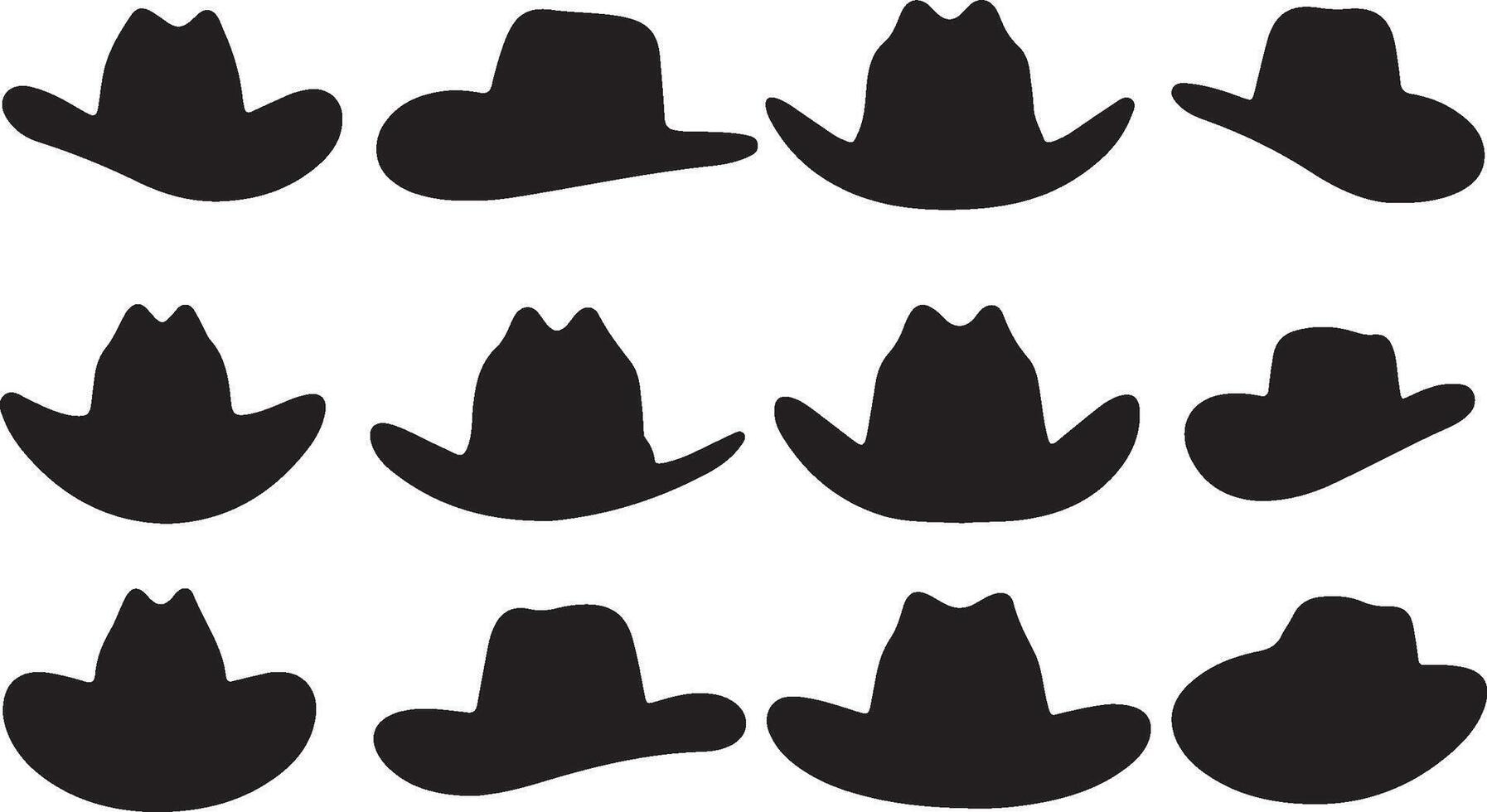 Cowboy hats silhouette set vector