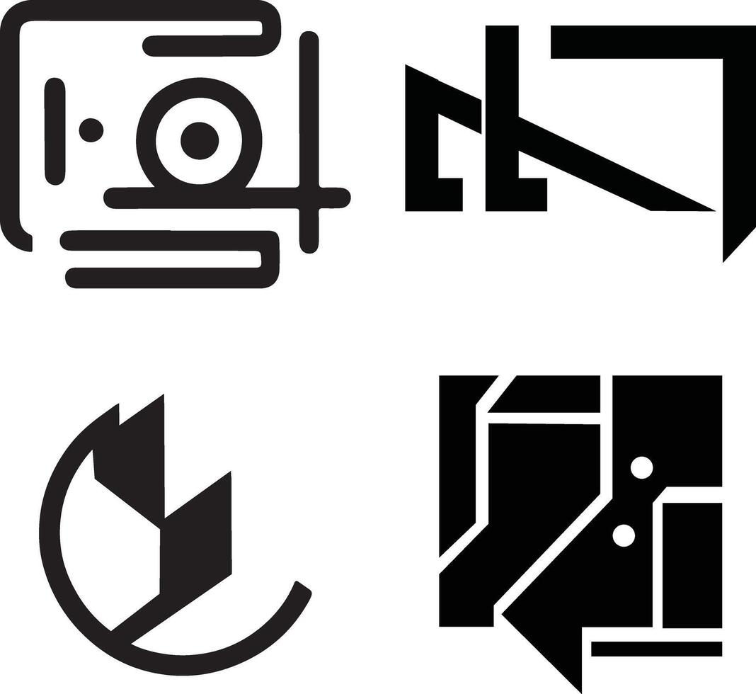 Abstract Geometric Shapes in Black and White vector