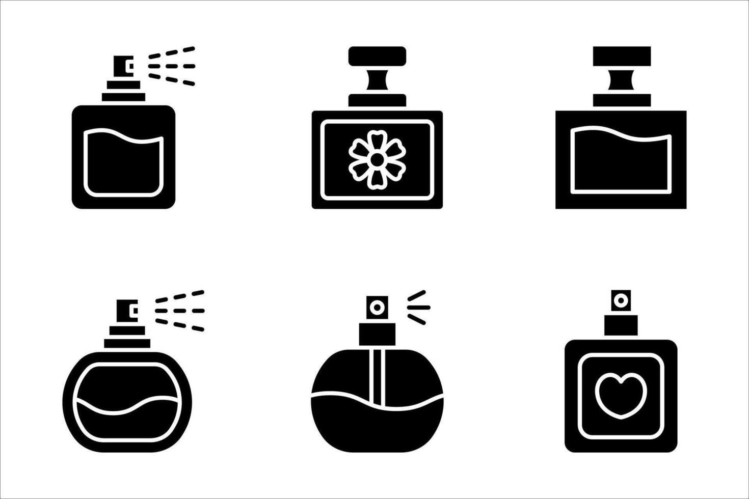 perfume icon set, on a white background. vector