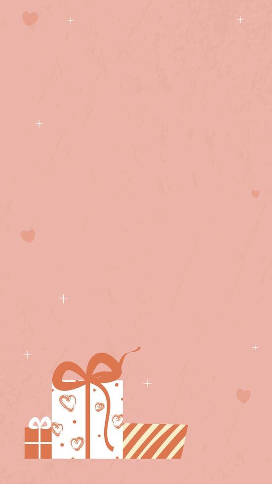 Set of Valentine's Day gift boxes.Pink background with empty space for text.Promotion. Vertical Template for cards,invitations, banners.Love and Valentine's day concept. vector
