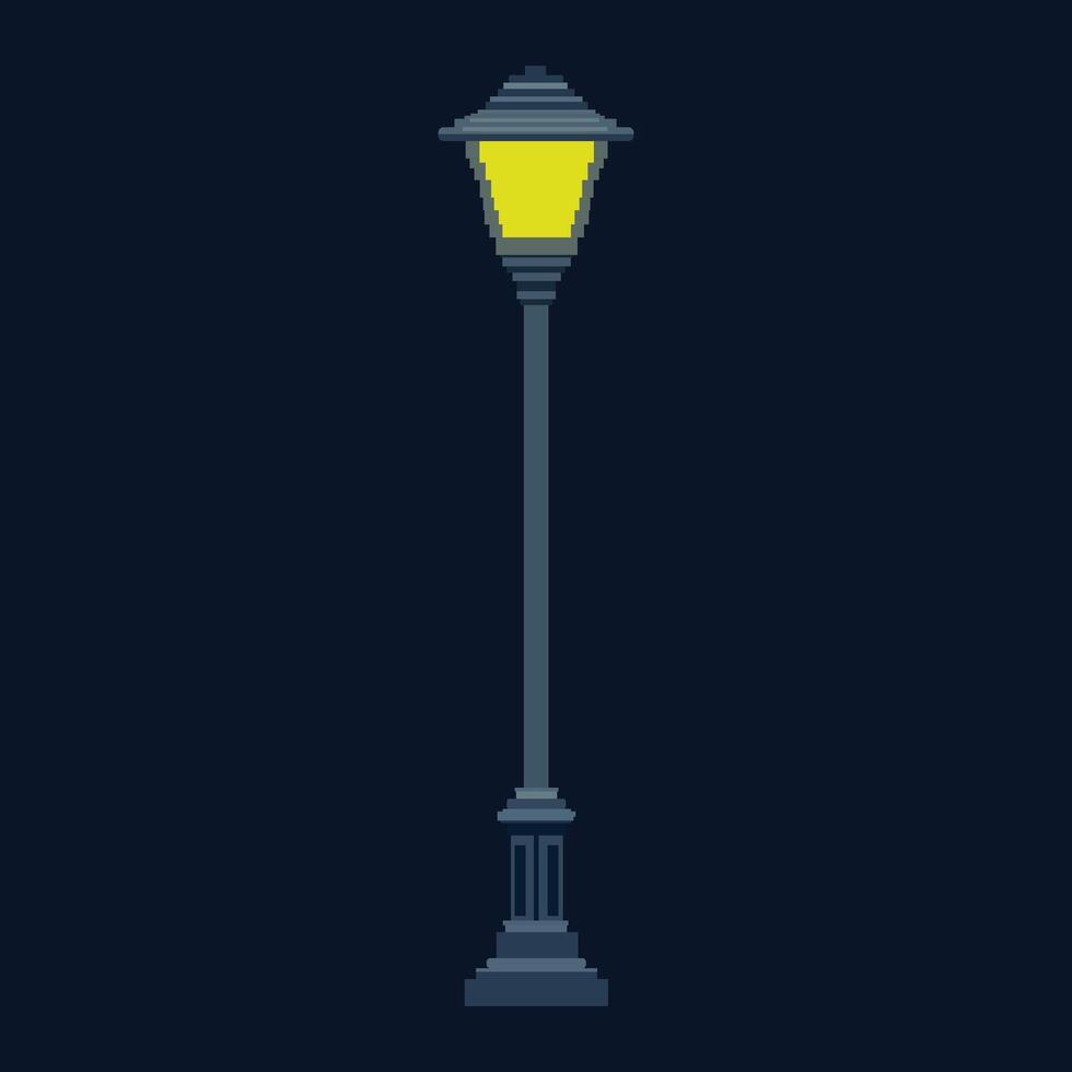a simple pixel art of street lamp with Midnight Blue background vector