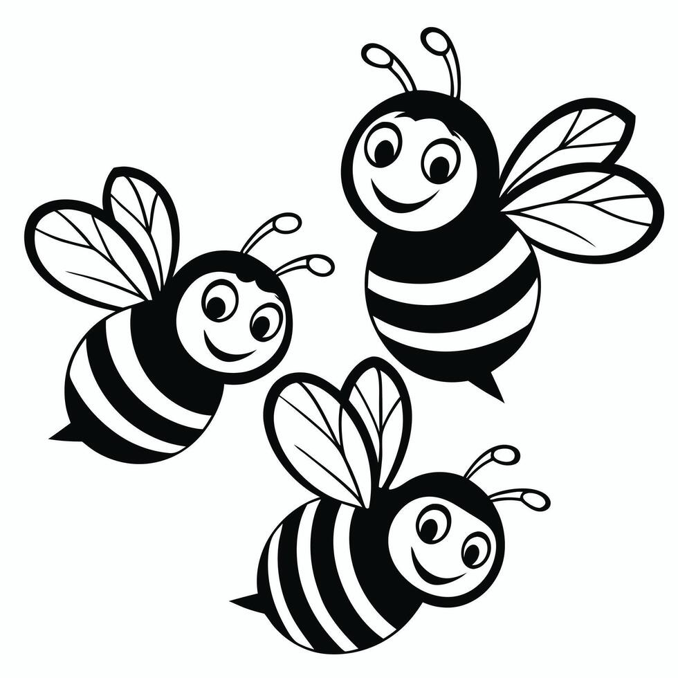 Selection of hand drawn bees set in different styles vector