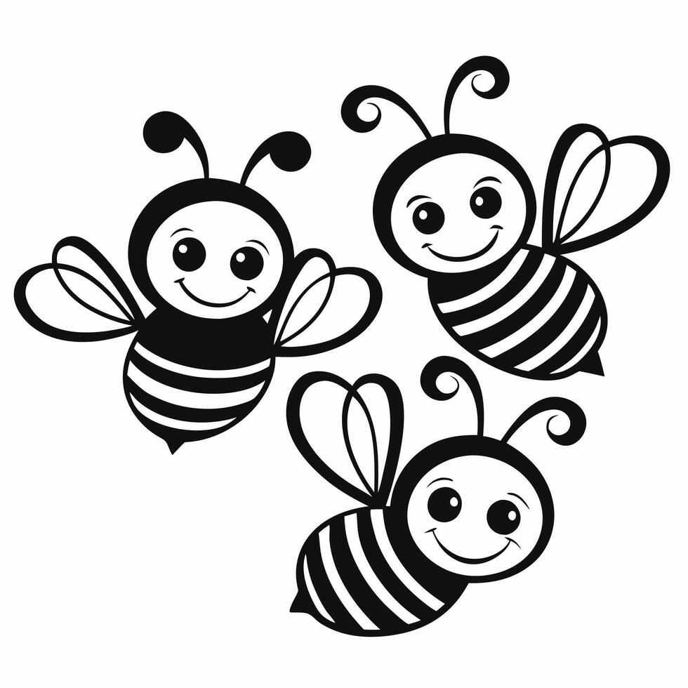 Creative cute bees collection logo symbol illustration vector