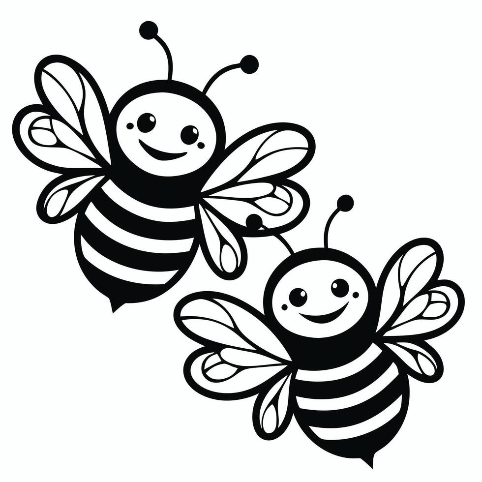 Creative cute bees collection logo set symbol illustration vector