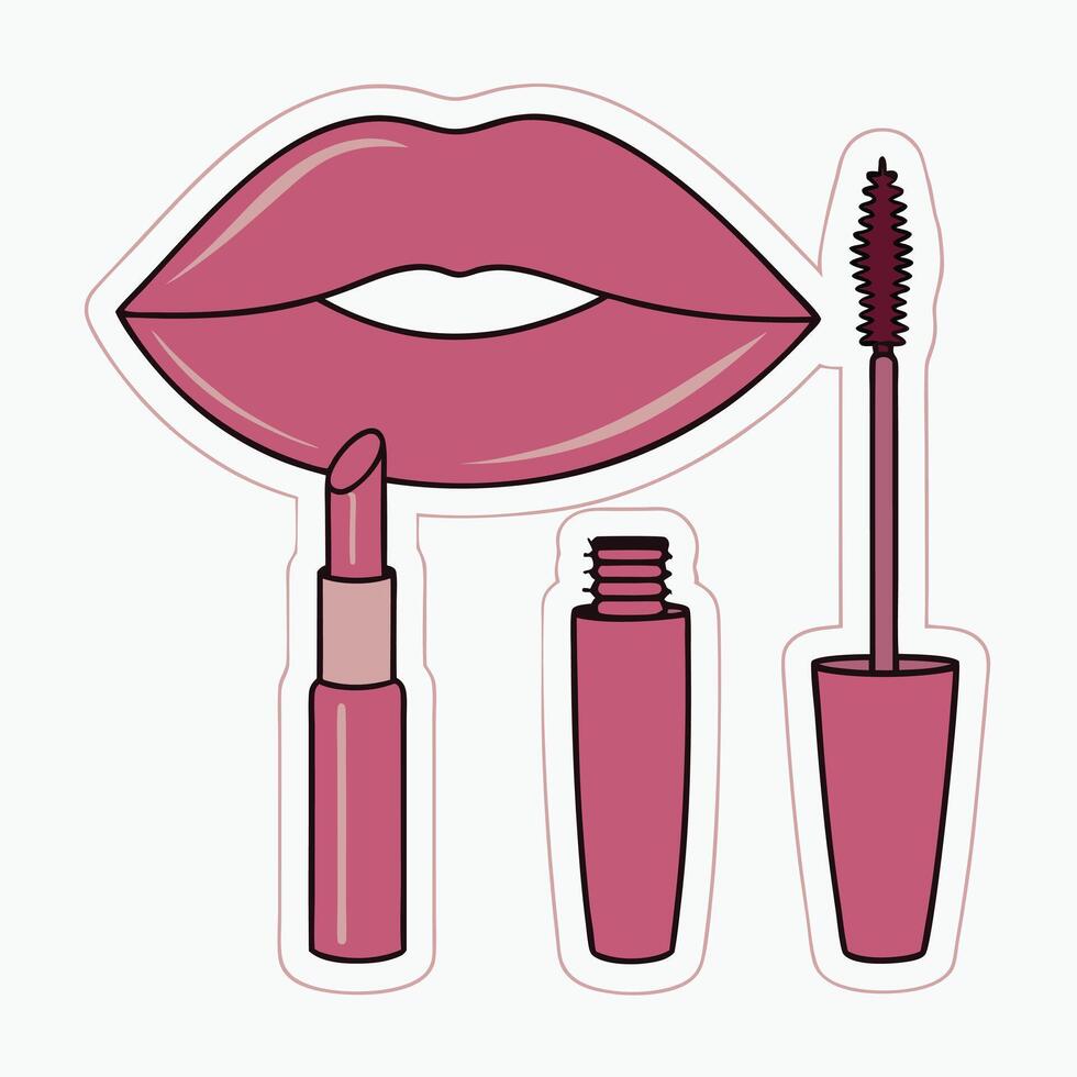 Fashionable Beauty Essentials - Elevate your designs with this stylish female beauty icon. Showcasing a yellow, pink, and black color palette, vector