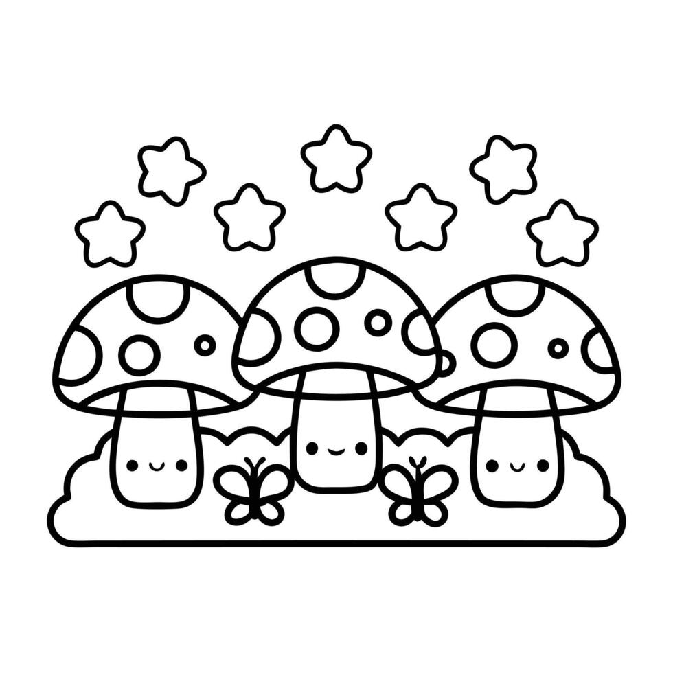Cute Mushroom with Flat Design Concept vector