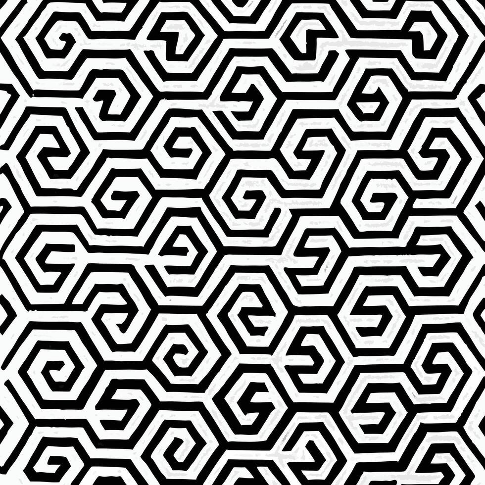 Aesthetic organic black pattern with wavy flowing curved lines vector