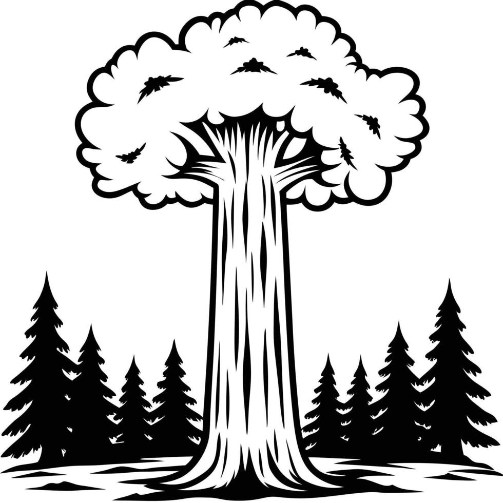 Sequoia trees illustration. giant sequoia also known as giant redwood, Sierra redwood. vector