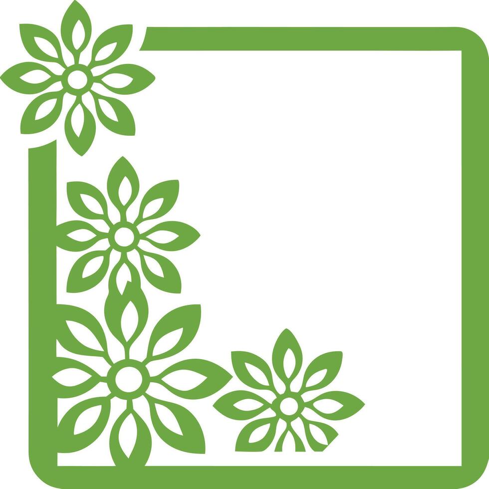 Aesthetic organic floral frame pattern with flowing curved lines vector