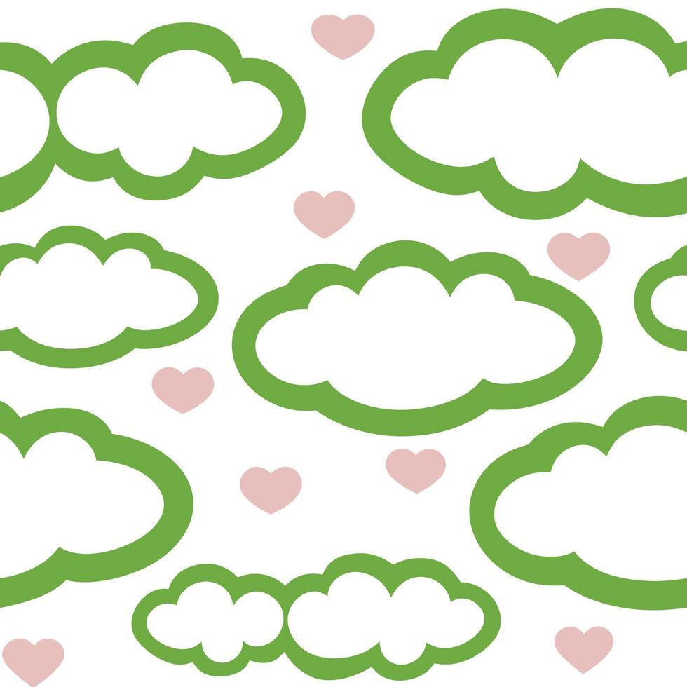 Soft round cartoon fluffy clouds in bubble shape in blue sky. Rounded cumulus mock up. vector