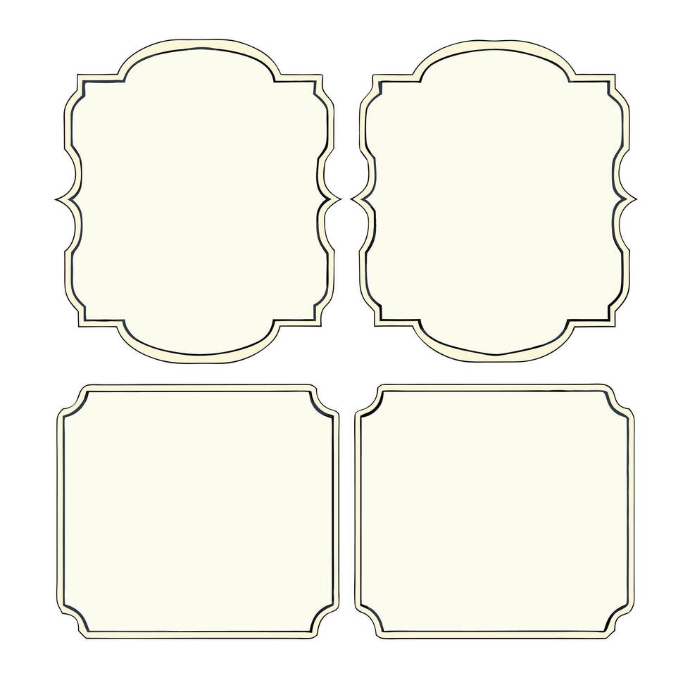 Set of simple line frames with double stroke. Easily editable line art set. vector