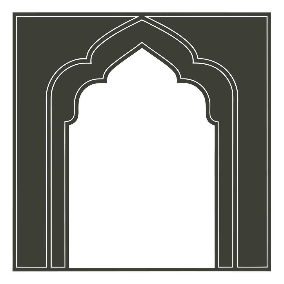 Arabic arch window and doors black set. Traditional design and culture. flat style cartoon illustration vector