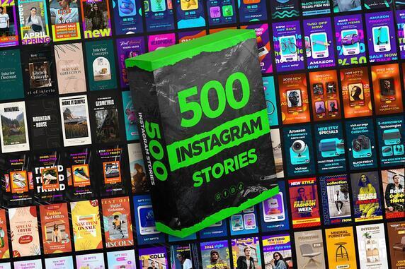 500 Social Media Stories Bundle v2, Abstract, Shopping, NFT, E-commerce, Memories
