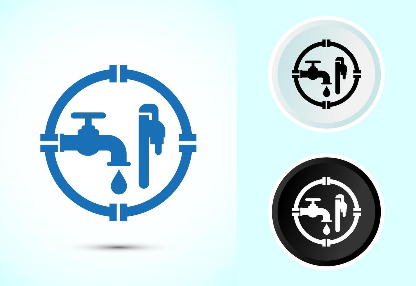 Water supply service icon design. Plumbing repair service sign vector
