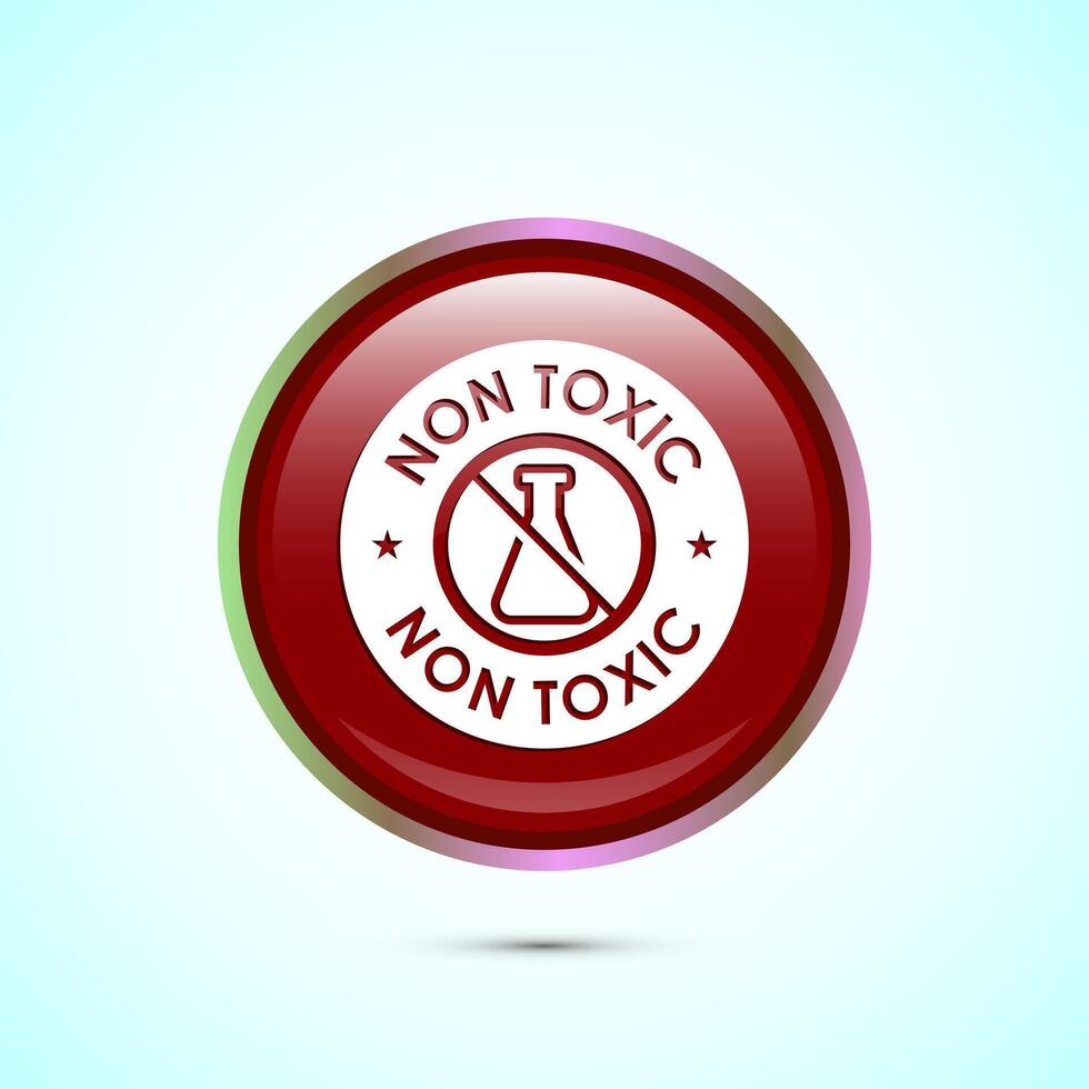 Non toxic icon design illustration. No harmful chemical sign. Red color round button design vector