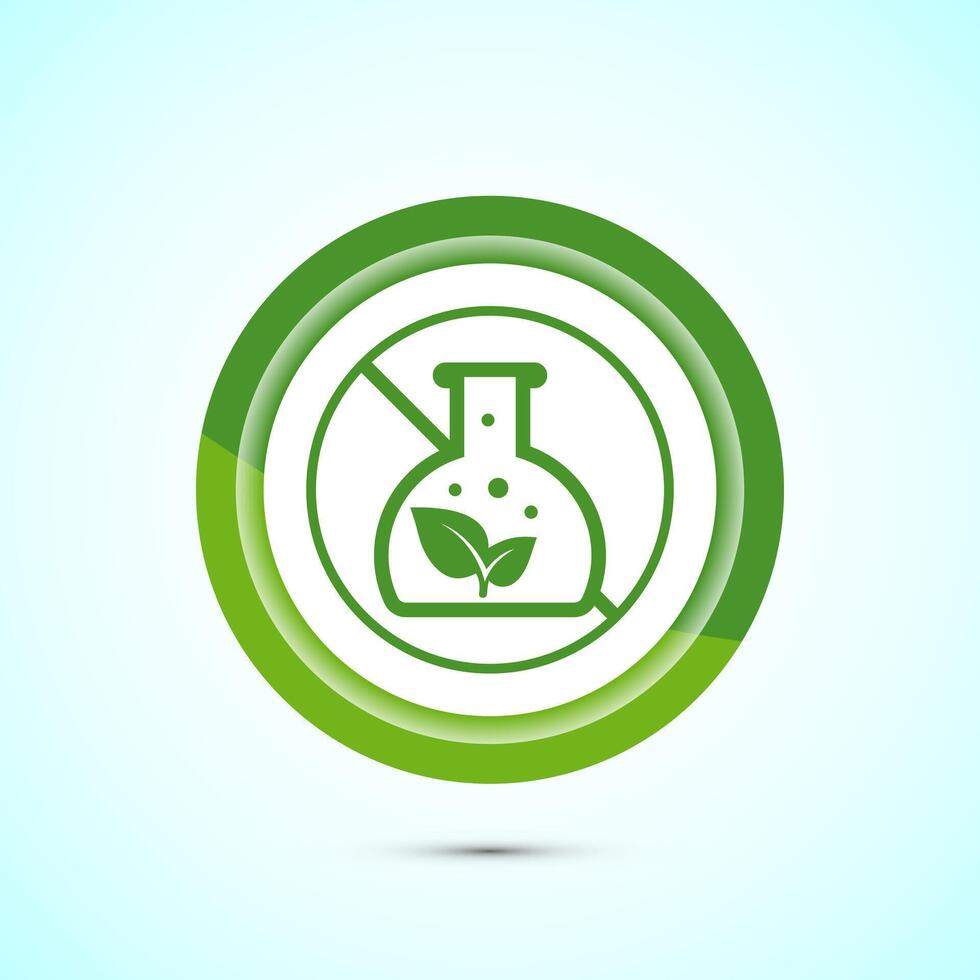 Non toxic icon design illustration. No harmful chemical sign. Green color button design vector
